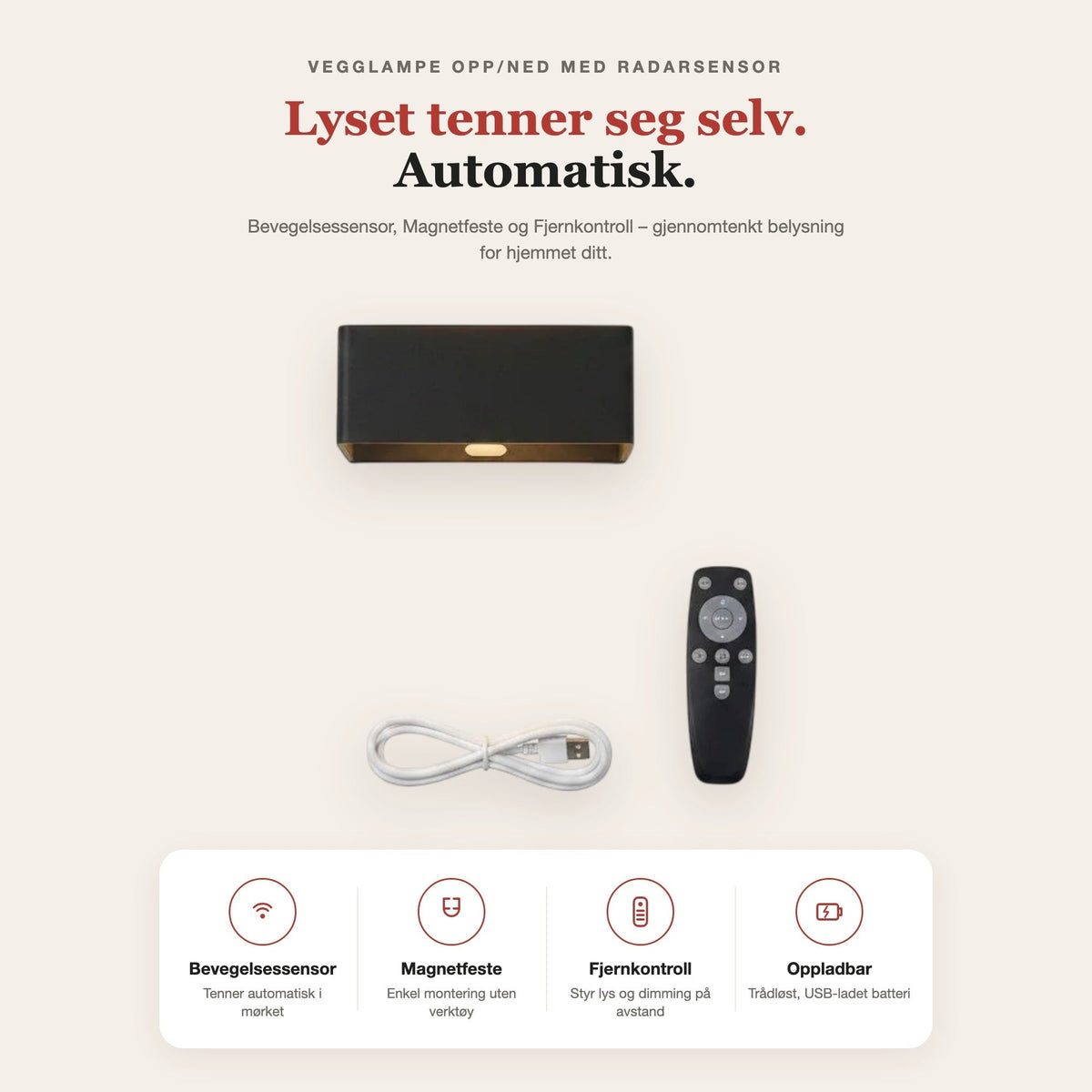 Vegglampe opp/ned med radarsensor – funksjoner og fordeler