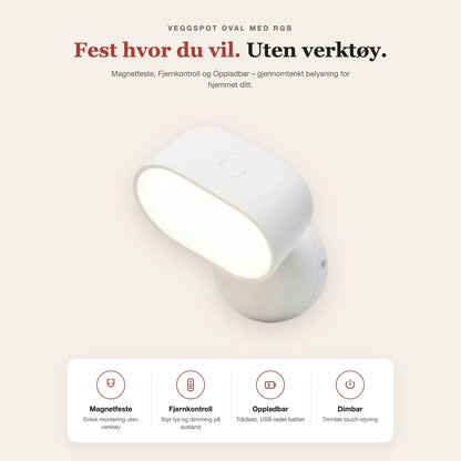 Veggspot oval med RGB – funksjoner og fordeler