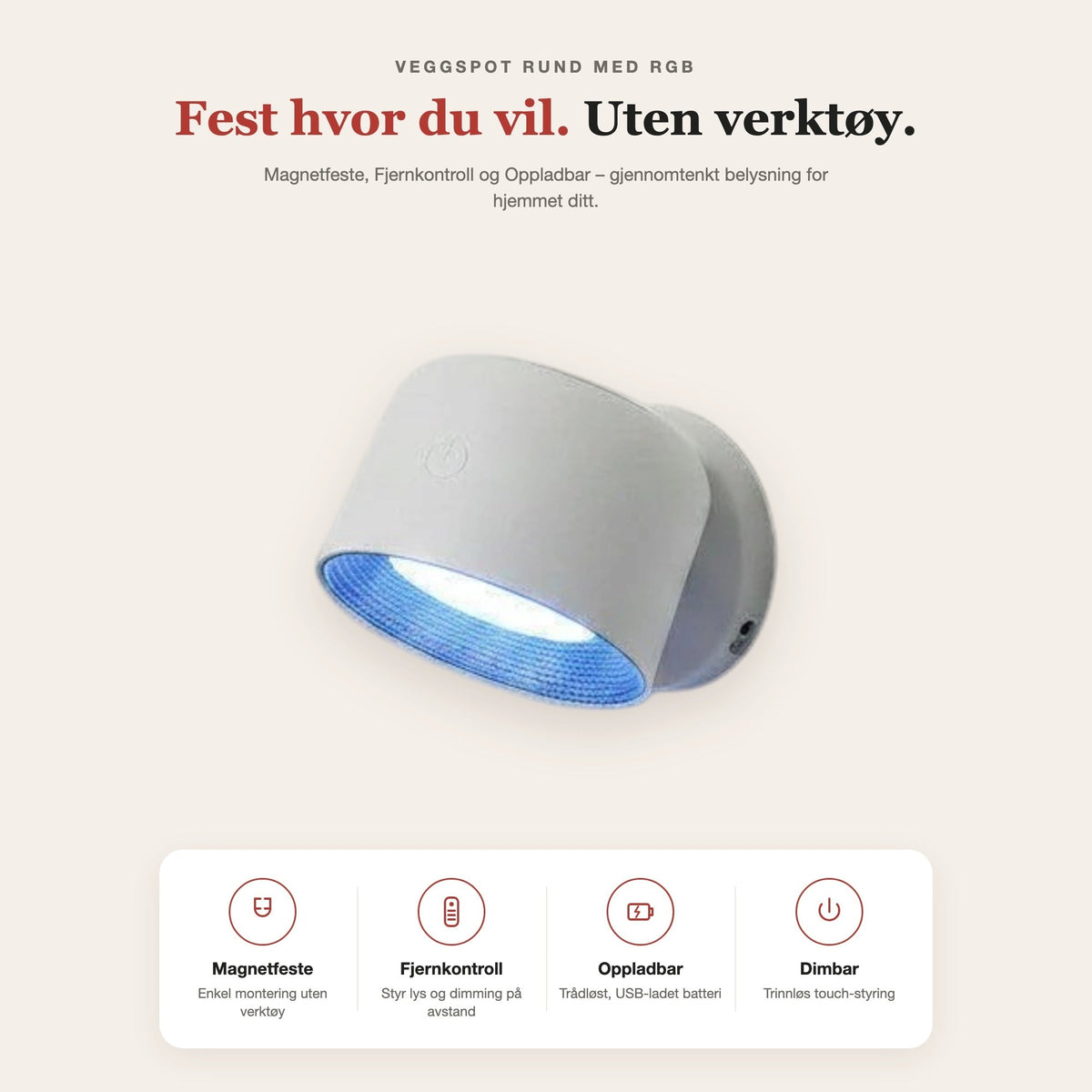 Veggspot rund med RGB – funksjoner og fordeler