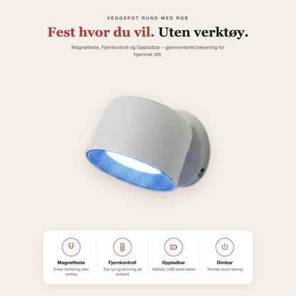 Veggspot rund med RGB – funksjoner og fordeler