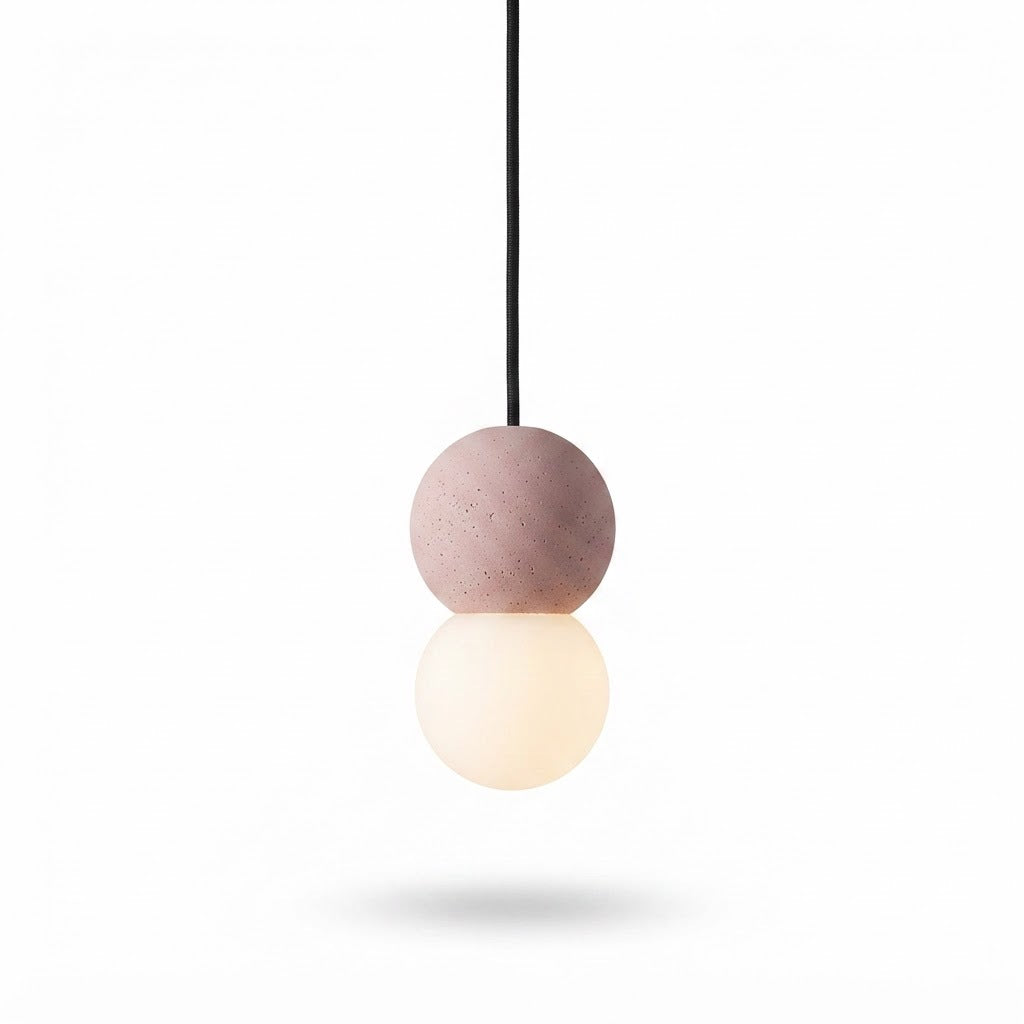 Betongpendel – liten kulelampe på snor – Rosa