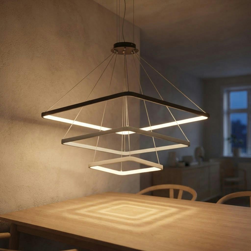 Firkantet ring pendellampe – LED – tent i skandinavisk hjem