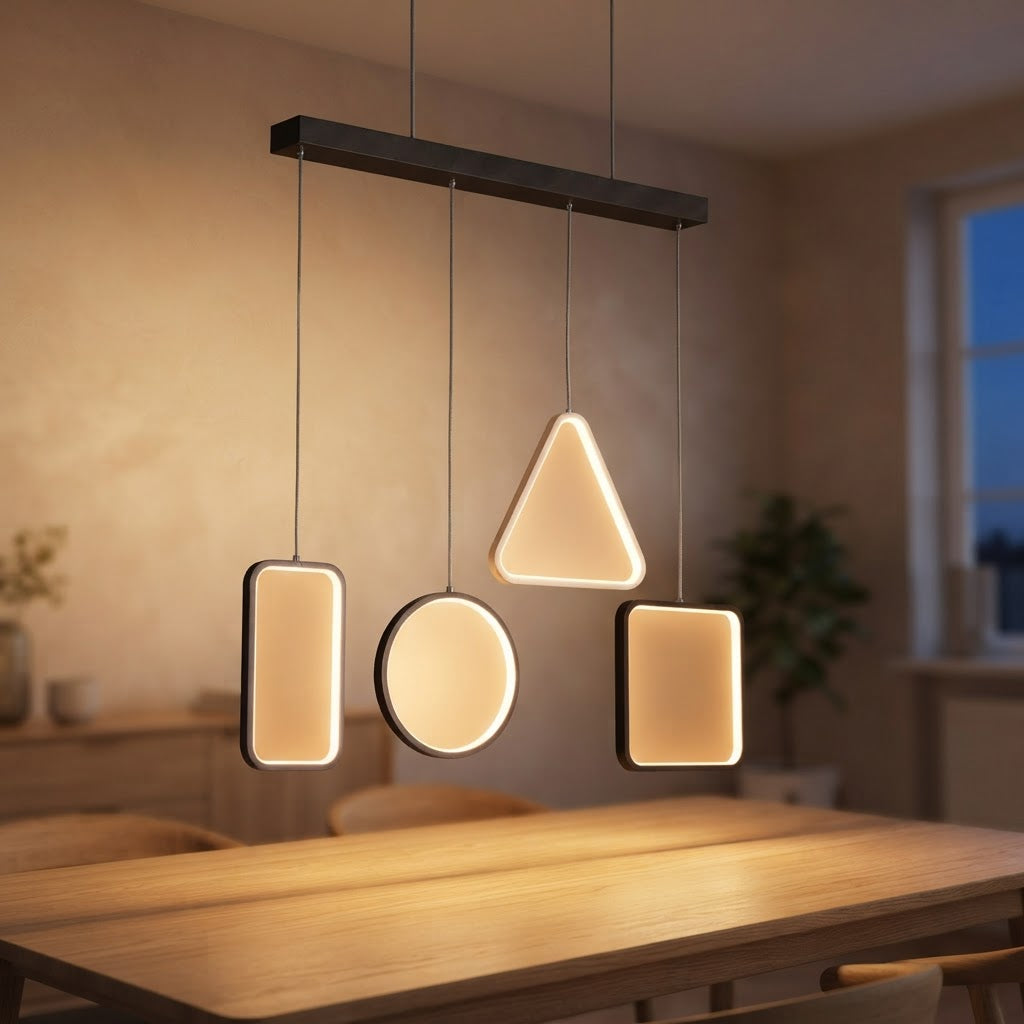 Geometrisk LED pendellampe – firkant, sirkel, trekant