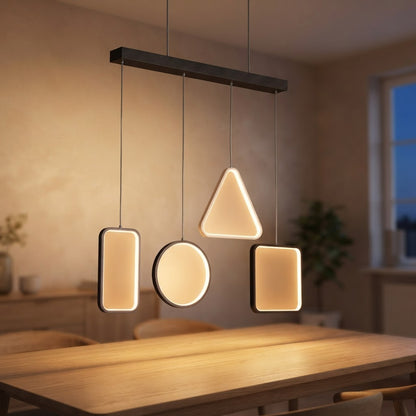 Geometrisk LED pendellampe – firkant, sirkel, trekant – tent i skandinavisk hjem