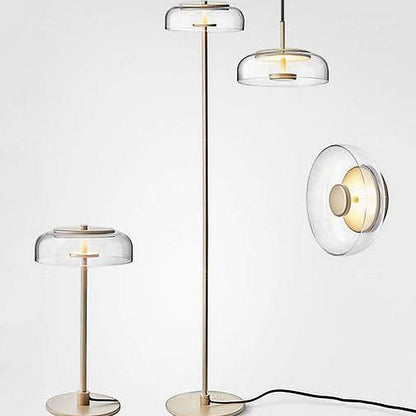 Glassdisk-lampe i gull – Lysverden