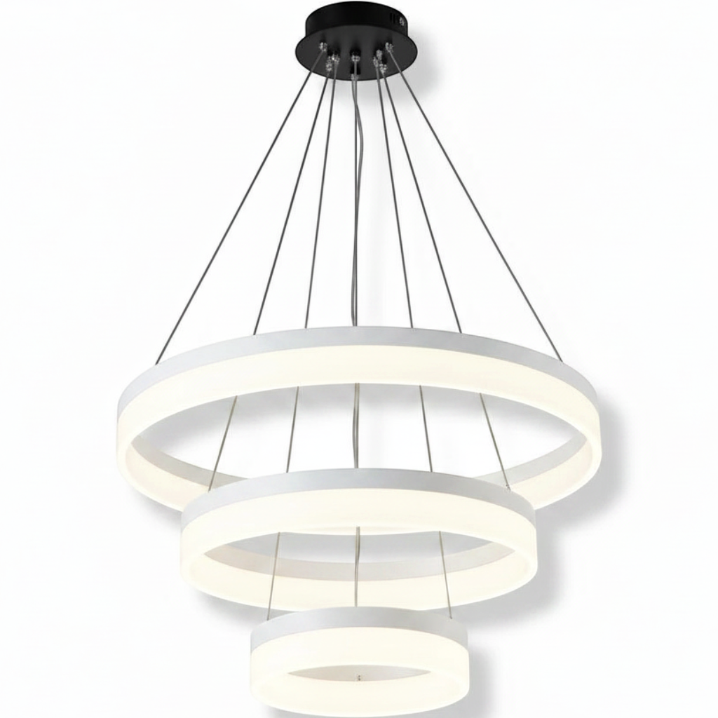 LED lysekrone – konsentriske ringer – Hvit