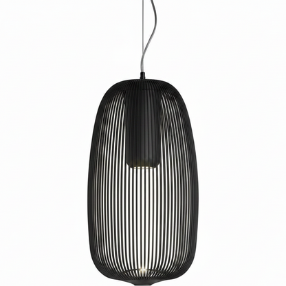 Metalltrådpendel – skulpturell burlampe – Sort