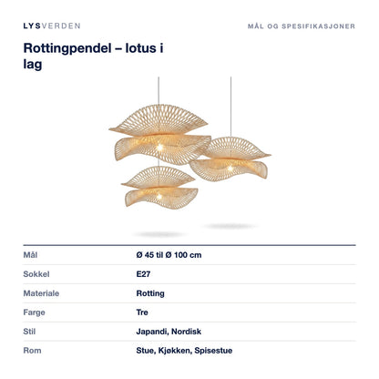 Rottingpendel – lotus i lag – mål og spesifikasjoner