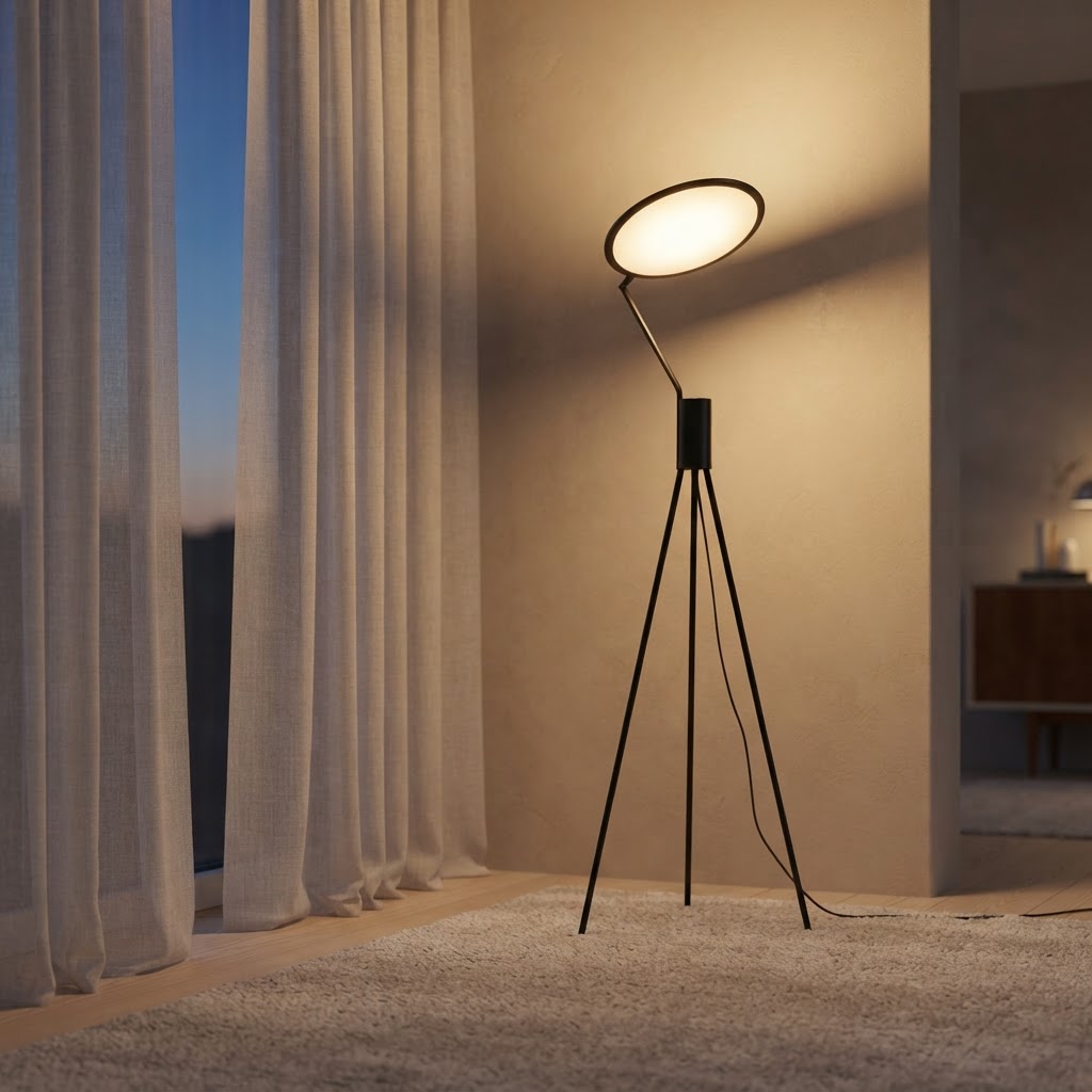 Trebent uplight-gulvlampe i sort