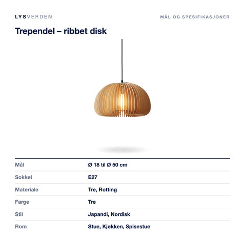 Mål og spesifikasjoner for Trependel – ribbet disk