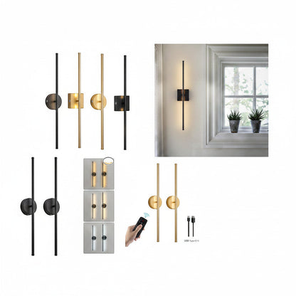 Lysverden 72 cm linear wall lamp in black or gold aluminum with touch and remote control, 3 light colors, dimmable, 5000 mAh battery.