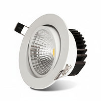 Lysverden white adjustable COB LED recessed spotlight with 30° tilt and 360° rotation, aluminum housing.