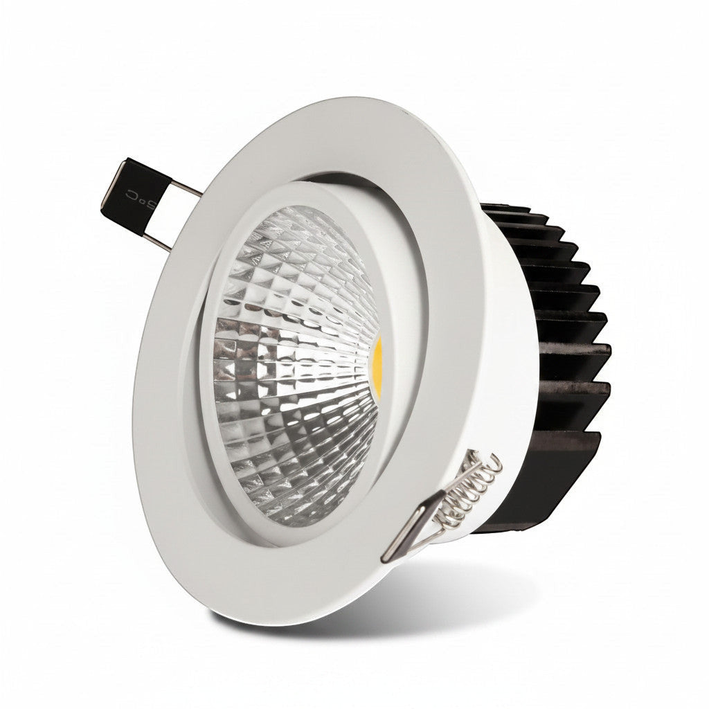 LED justerbar innfeltspot COB – tiltbar 30°, varm eller naturhvit