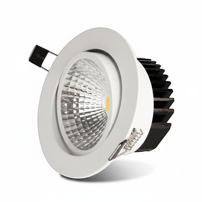 Lysverden white adjustable COB LED recessed spotlight with 30° tilt and 360° rotation, aluminum housing.