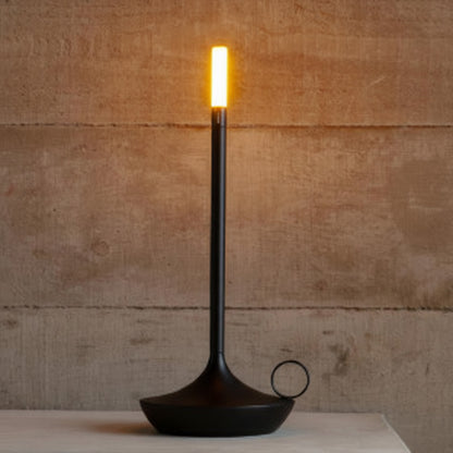 Lysverden cordless aluminum candle-shaped table lamp with touch dimming and warm light.