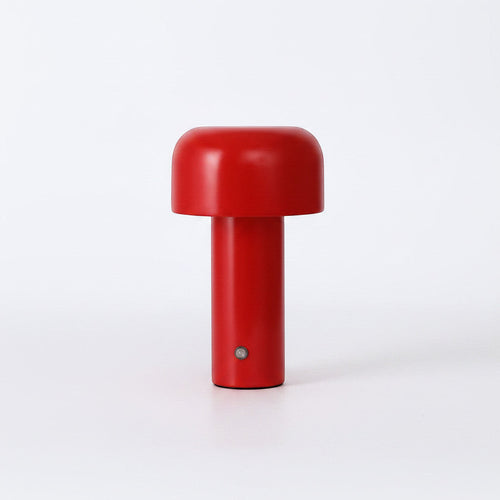 Lysverden Bellhop-style mushroom metal table lamp with touch control, 3 brightness levels, and USB-C charging. Available in black, white, grey, red, yellow, and teal.