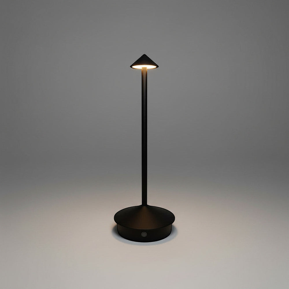 Lysverden black aluminum pinnacle touch-controlled table lamp with 3 color temperatures and dimmable brightness.