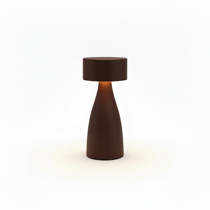 Lysverden black brushed aluminum disc-top flute table lamp with 4 color temperatures and 3-level dimming.