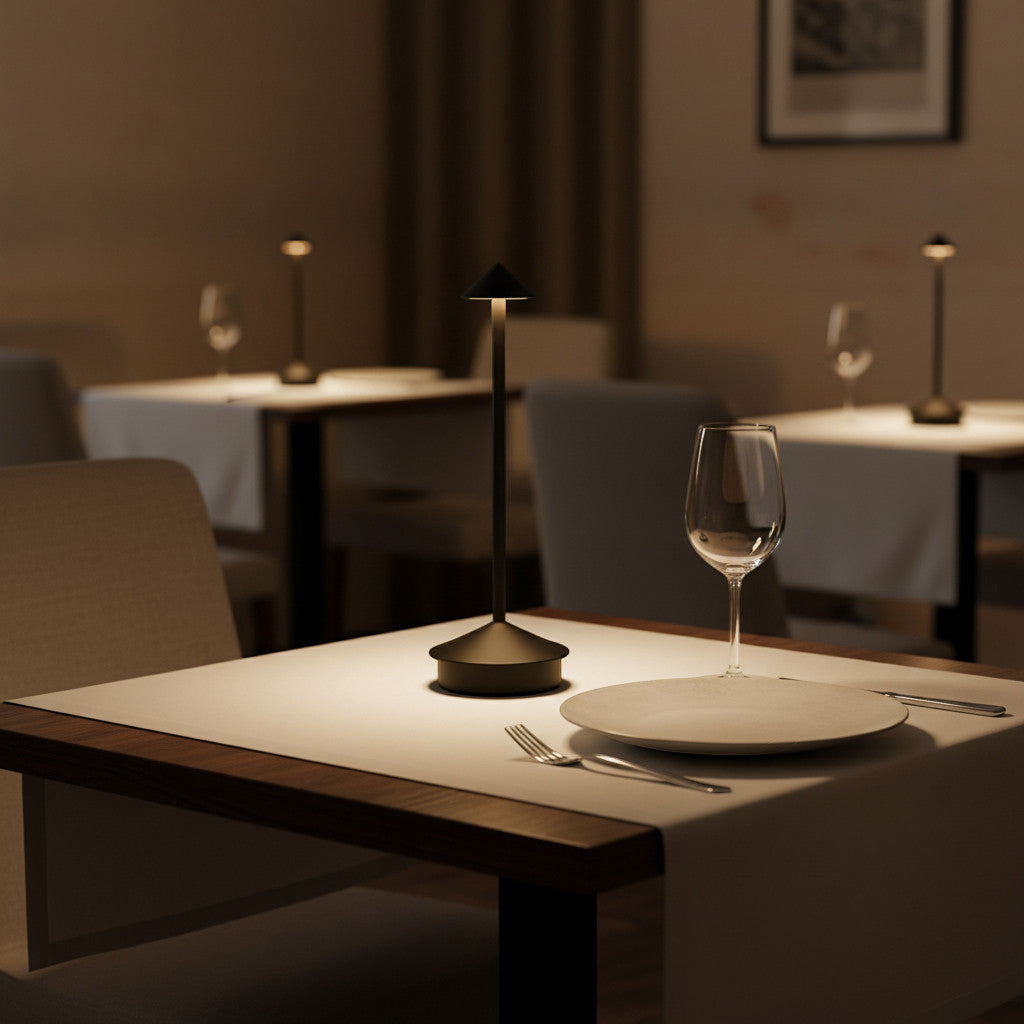 Lysverden black aluminum pinnacle touch-controlled table lamp with 3 color temperatures and dimmable brightness.