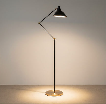 Lysverden minimalist black floor lamp with a tilting shade and elegant brass base for modern living room lighting