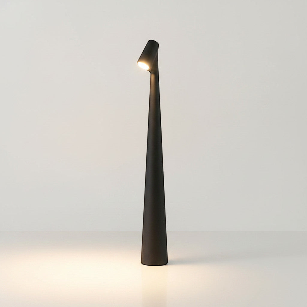 Lysverden black aluminum cone tall slim cordless table lamp with touch control and 3-level dimming