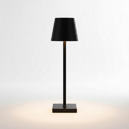 Lysverden black cordless restaurant lamp with Italian profile, touch control, dimming, and 3000K warm light.