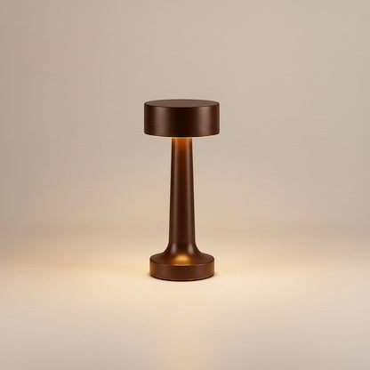 Lysverden black brushed aluminum cordless table lamp with disc top, 4 color temperatures, and Qi charging.