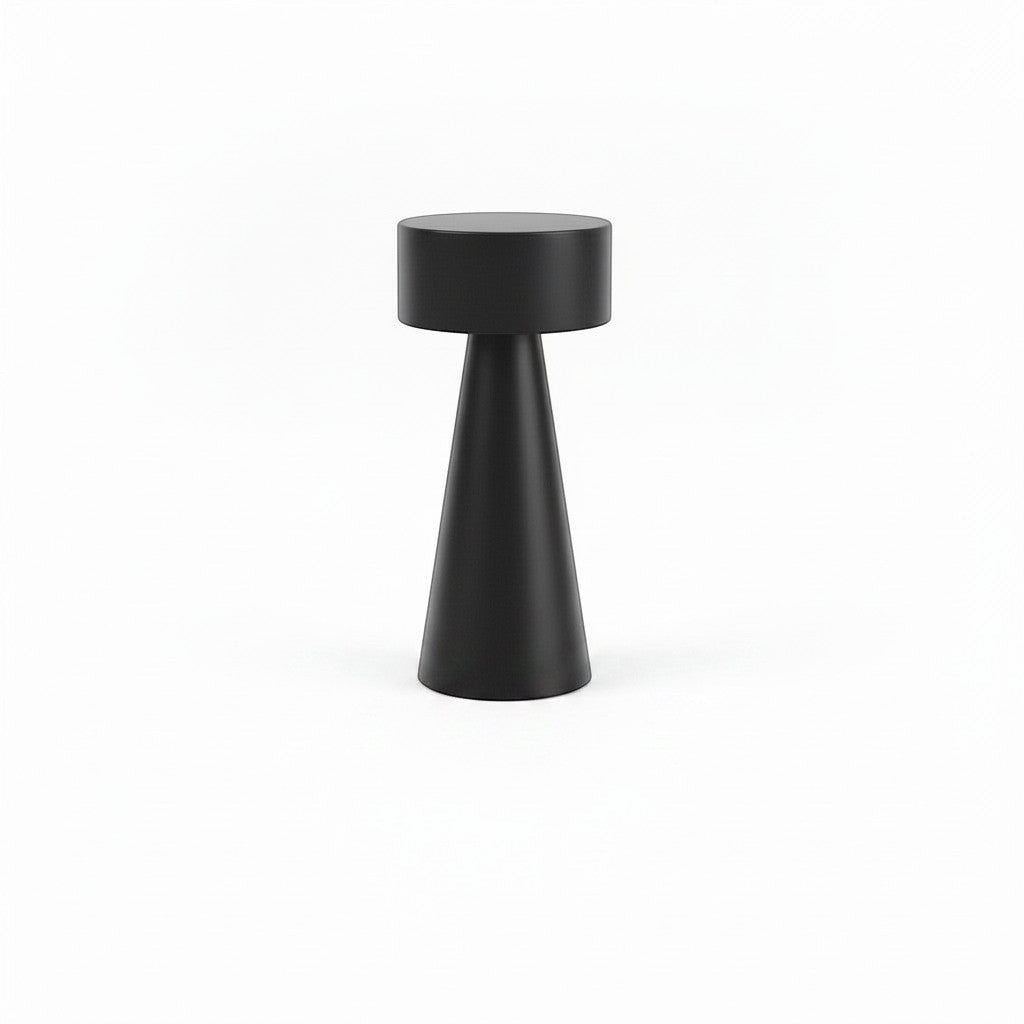 Lysverden black aluminum and PC mini cylinder touch table lamp with 4 color temperatures and 3-level dimming.