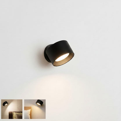 Lysverden black cylindrical wall spotlight with 360° rotation, touch control, and remote. Adjustable color temperature.