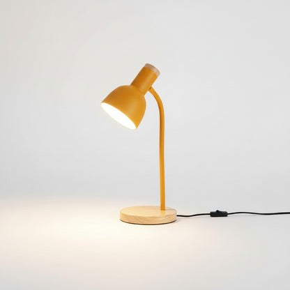 Lysverden black desk lamp with flexible arm and natural wood base, E27 socket, adjustable head.