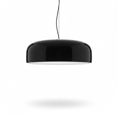 Lysverden Kuppelpendel black glossy metal dome pendant lamp with a minimalist Scandinavian design.