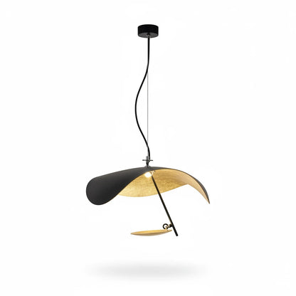 Lysverden modern black and gold bowl pendant light with a flat disc design for indirect ambient lighting