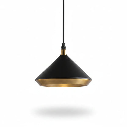Lysverden modern black cone pendant light with a warm gold interior finish for a minimalist home aesthetic.