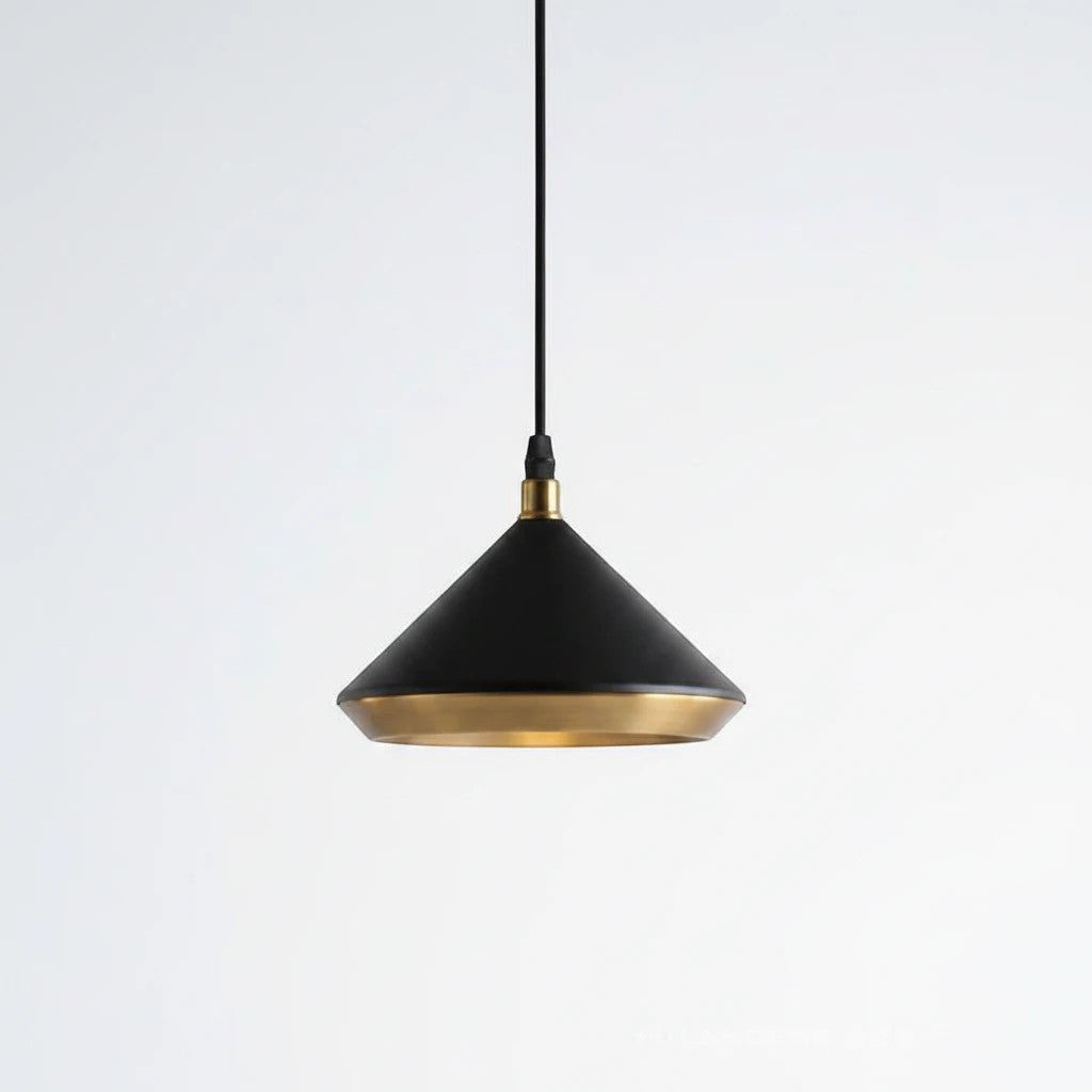 Lysverden modern black cone pendant light with a warm gold interior finish for a minimalist home