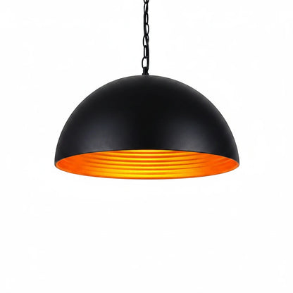 Lysverden matte black metal dome pendant lamp with a reflective gold interior for warm lighting
