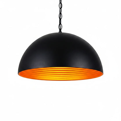 Lysverden matte black dome pendant light with a reflective gold interior for warm, focused dining room lighting.