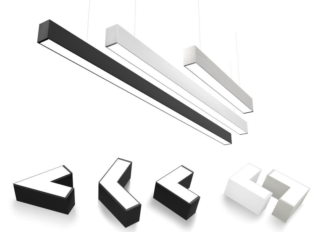 Lysverden black linkable LED linear fixture, 36W, 4000K neutral white light, 1200mm length, modern industrial style.