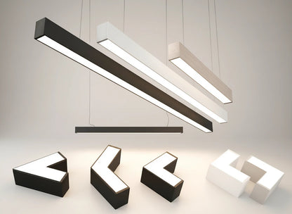 Lysverden black 36W linkable LED linear pendant light, 4000K neutral white, 1200mm length, modern industrial style.