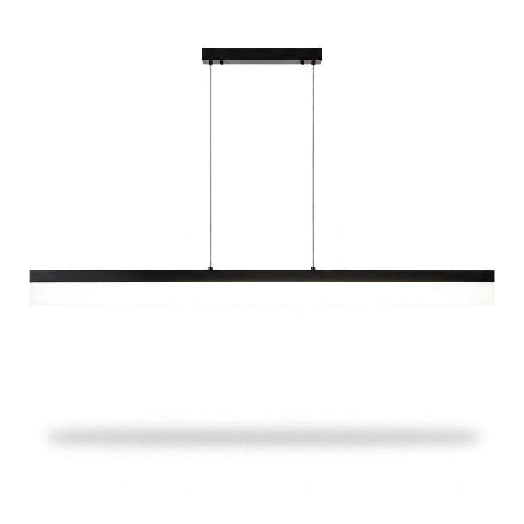 Lysverden minimalist black linear LED pendant light with a slim profile for modern kitchen island or dining table lighting