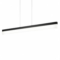 Lysverden minimalist black linear LED pendant light with a slim profile for modern kitchen island or dining table.