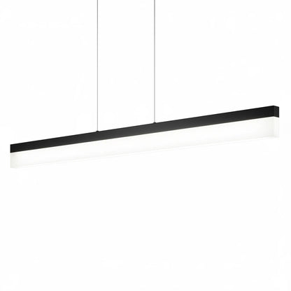 Lysverden minimalist black linear LED pendant light with a slim profile for modern kitchen island or dining table.
