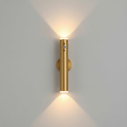 Lysverden black metal vertical wall lamp with up/down light, remote control, and motion sensor. 3 color temperatures, dimmable.