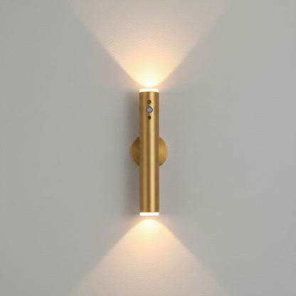 Lysverden black metal vertical wall lamp with up/down light, remote control, and motion sensor. 3 color temperatures, dimmable.