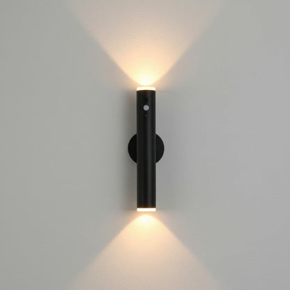 Lysverden black metal wall lamp with up/down light, remote control, and magnetic mount. Includes gold remote.