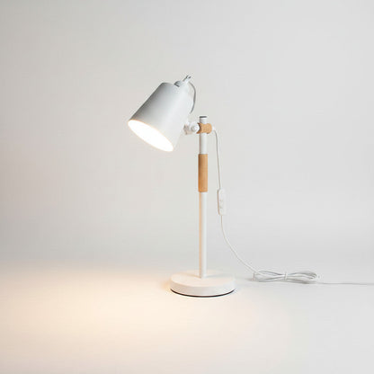 Lysverden black metal desk lamp with adjustable head, jointed arm, and wood accents. E27 socket.