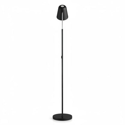 Lysverden minimalist black floor lamp with a sleek metal stand and an adjustable cone-shaped shade for directional light.