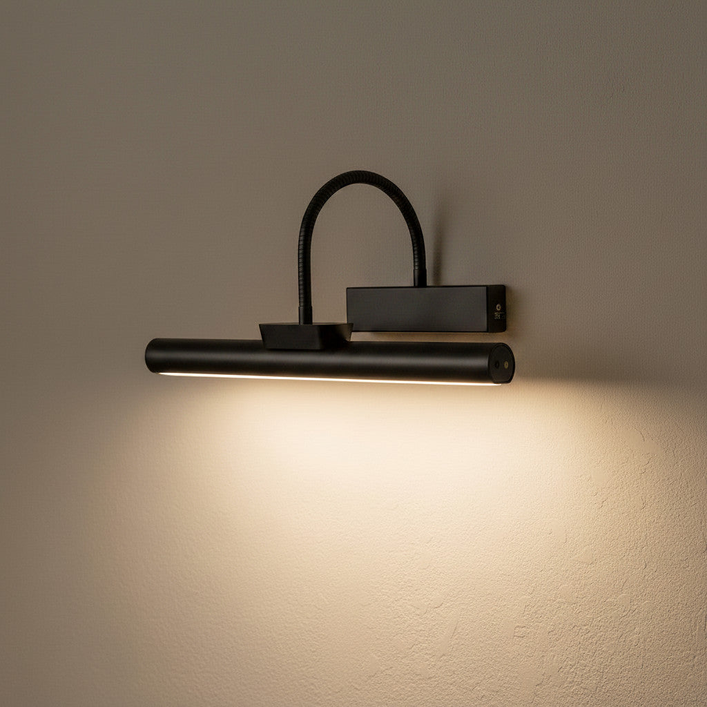 Lysverden black adjustable arm picture light with remote control, 3 color temperatures, dimmable, 4000 mAh battery.