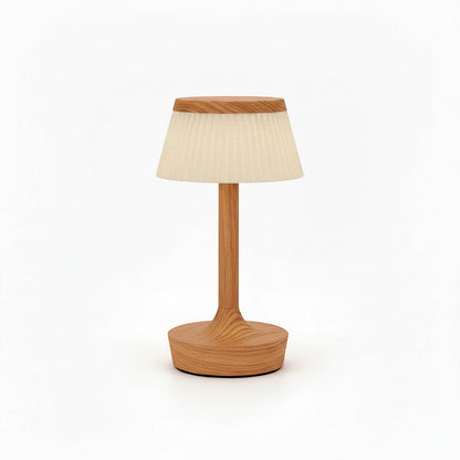 Lysverden black metal table lamp with pleated cream shade, touch control, dimmable, 2000 mAh battery.