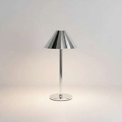 Lysverden black aluminum and PC restaurant table lamp with pleated umbrella shade, touch control, 4 color temperatures, 3 dimming levels.