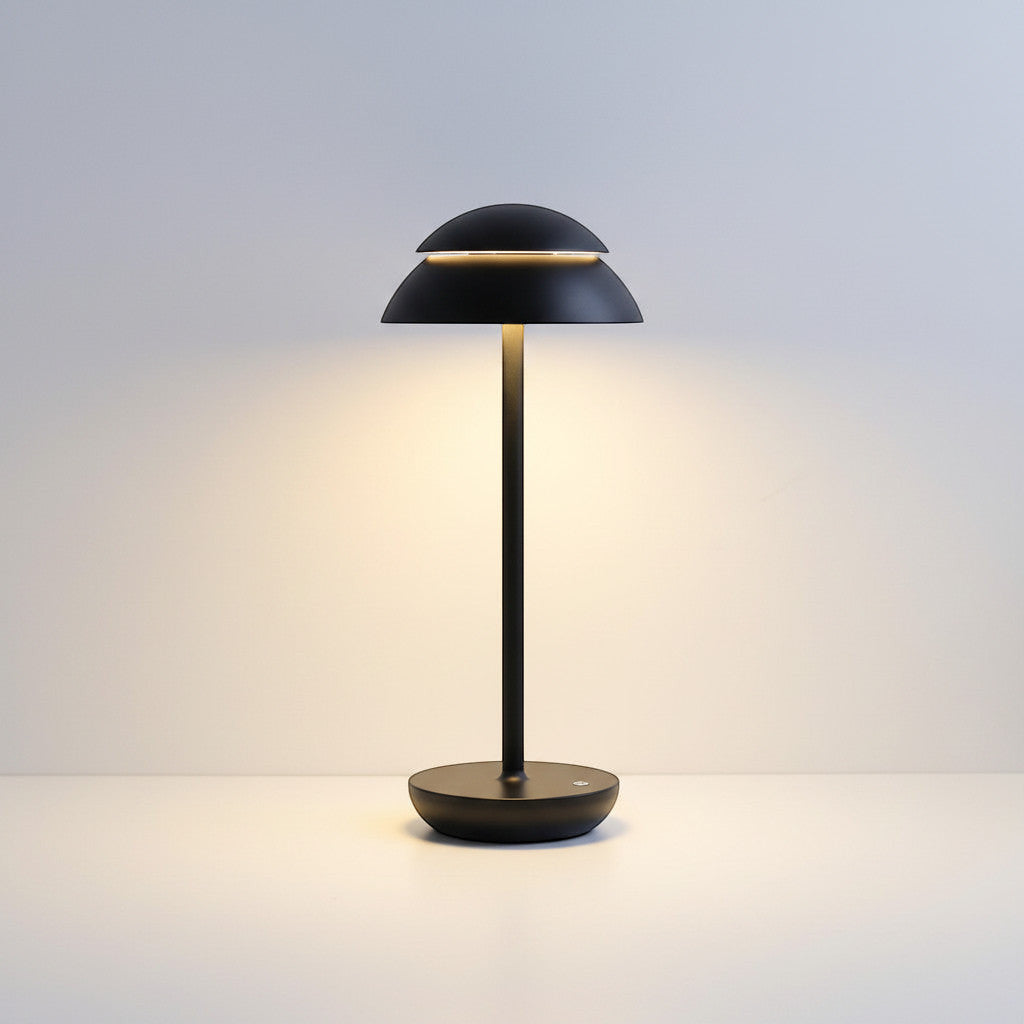 Lysverden black metal and ABS Saturn-inspired table lamp with touch control and 4000 mAh battery